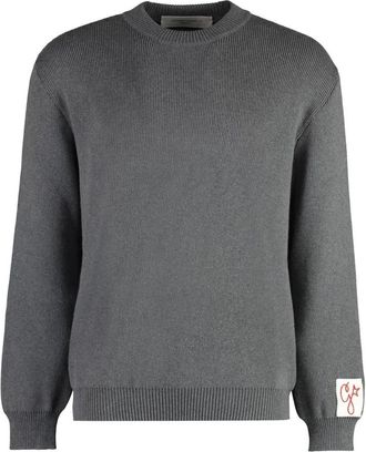 Golden Goose Golden Logo Knit Sweater - Heren - Ronde hals truien - Grijs - L - Katoen - Truien & Vesten