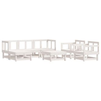 vidaXL Vidaxl - Juego De Muebles De Jard&iacute;n 7 Pzas Madera Maciza De Pino Blanco