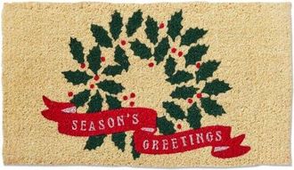 Tag Seasons Greetings Coir Door Mat - Christmas Wreath Design in Green at Nordstrom, Size Medium