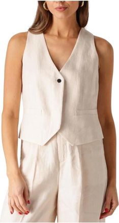 Copenhagen Muse Nature Waistcoat - Dames - Jassen - Beige - Maat: L Linnen