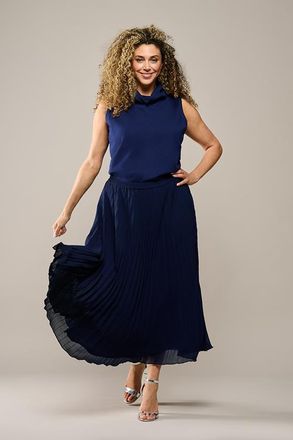 Mart Visser Lara Plisse Rok Navy Maxi