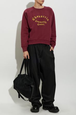 Willy Chavarria Chavarria Community Center Standard Crewneck Sweatshirt, Mens, Burgundy