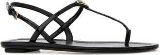 Prada Womens Black Leather Thong Sandals Nero Slippers Flat Shoes