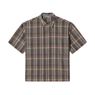 Auralee Short Sleeve Shirts, male, Multicolor, Size: XS Super Fine Tropical Wool Check Half-Sleeved Shirt
