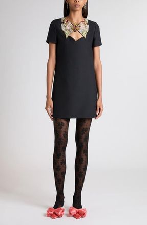 Valentino Butterfly Beaded Wool & Silk Minidress in Black Multi at Nordstrom, Size 10 Us