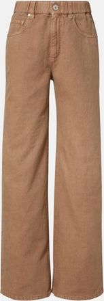 Brunello Cucinelli Mid-rise cotton and linen wide-leg pants