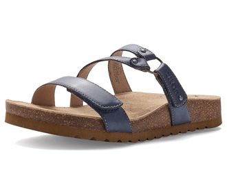 Taos Footwear Ringslide Womens Sandals Dark Blue : 10 M, Cork/Leather/Suede