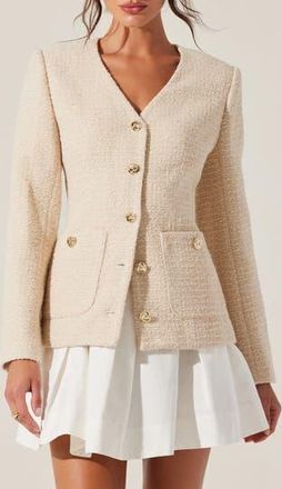 ASTR the Label Lysanor Tweed Jacket in Oatmeal at Nordstrom Rack, Size Large