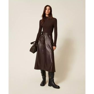 Twinset Dames, Jurken, Bruin, Maat: XL Leer