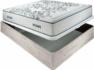 Colchones Aznar Colchón muelles ensacados Queen 28 cm acogida gradual + Canapé abatible madera 3D transpirable altura 34 cm 160x200 cm - Nordico