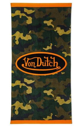Von Dutch Iconic Y2K 100% Cotton 30x60 Beach Towel | Hot Pink Cheetah in Camo at Nordstrom
