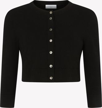 Serena Bute Fitted Cropped Cardigan - Black