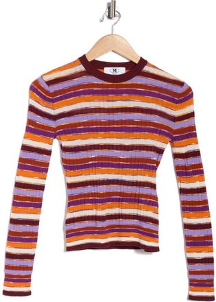 M Missoni Slim Stripe Sweater in Orange Pink Brown White Stripe at Nordstrom Rack, Size Medium