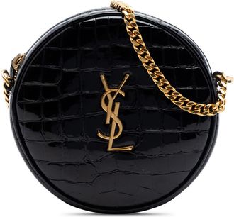 Saint Laurent Pre-owned Saint Laurent Croc Embossed Patent Round Vinyle Camera Bag Ladies 2KH2Z84W58KCXONP
