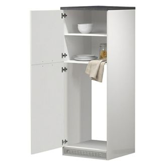Dmora Despensa De Cocina Plinio, Mueble Multiusos, Mueble Frigor&iacute;fico De 2 Puertas, 100% Made In Italy, 60x60h165 Cm, Blanco Brillo Y Pizarra - Dmora