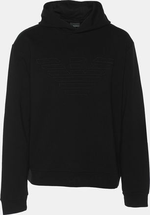 Emporio Armani Black Jersey Logo Embroidered Hoodie