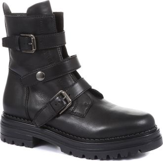 Jones Bootmaker Womens Casimira Buckle Biker Boots - Black Leather - Size UK 4
