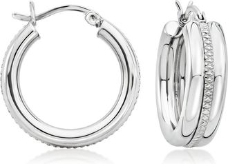 Ross-Simons Sterling Silver Striped Hoop Earrings