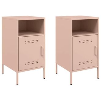 Berkfield Home Bedside Cabinets 2 pcs Pink 36x39x68 cm Steel | Size: 36 x 39 x 68 cm