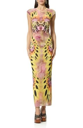 AFRM Mylo Print Maxi Dress in Mauve Butterfly at Nordstrom, Size X-Small