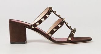 Valentino Garavani Sandali mules Rockstud in pelle scamosciata con tacco medio