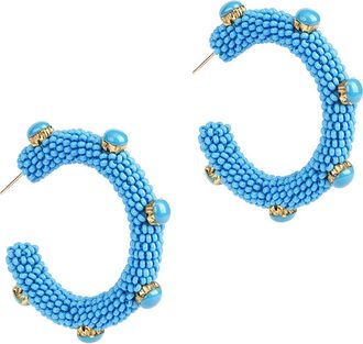 Deepa Gurnani Hayes Beaded Hoop Earrings in Turquoise at Nordstrom