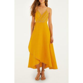 Farm Rio Bananas Maxi Wrap Dress in Yellow at Nordstrom, Size Xx-Small