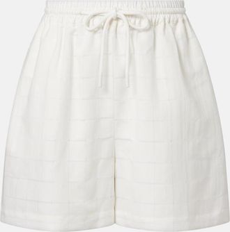 Asceno Boston checked linen and cotton shorts