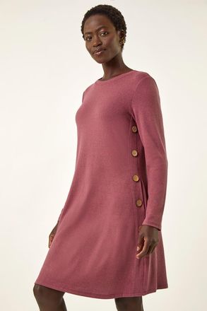 Roman Side Button Detail Swing Dress