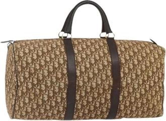 Dior Pre-owned Weekend Bags, female, Brown, Size: ONE SIZE Pre-owned Trotter Canvas Boston Bag