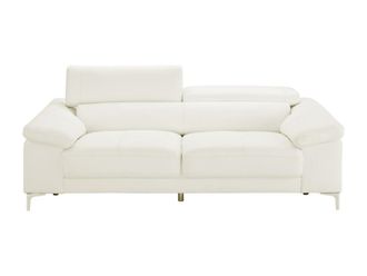 VENTE-UNIQUE.COM Sof&aacute; fijo piel 3 plazas blanco 210x103cm
