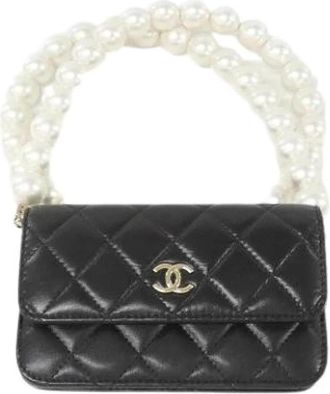 Chanel Pre-owned Chain/Shoulder Wallet - Dames - Vintage Mini Tas - Zwart - ONE Size - Leer - Vintage