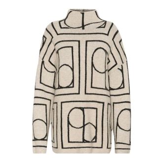 Soaked In Luxury Truien & Vesten, Dames, Wit, XS, Monogram Pullover Sweater Whisper White
