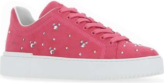 Stuart Weitzman Womens Fuchsia Suede Sneakers V3a