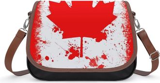 Generic Canada Canadian Flag Crossbody Bag Womens Handbag PU Message Bags Shoulder Purse with Adjustable Strap