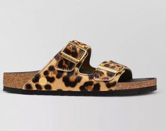 Birkenstock calf hair leopard-print slides