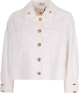 Elisabetta Franchi Gabardine Overfit Jacket with Double Collar