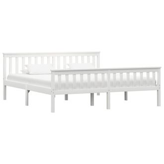Berkfield Home Bed Frame White Solid Pinewood 180x200 cm Super King