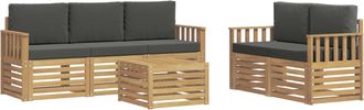 vidaXL Conjunto De Sof&aacute;s De Exterior 6 Uds. Blanco Y Antracita Vidaxl