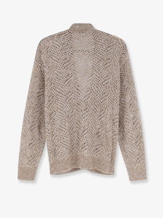 Brunello Cucinelli Womens Cardigan Mohair Blend Grey Nylon Sweater