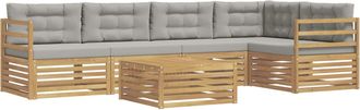 vidaXL Conjunto De Sof&aacute;s De Exterior 6 Uds. Blanco Y Gris Claro Vidaxl