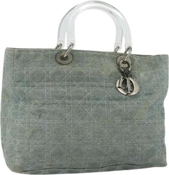 Dior Pre-owned Handbags, female, Blue, Size: ONE SIZE Pre-owned Vintage Canvas Hand Bag