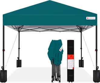 Best Choice Products 8x8ft Easy Setup Pop Up Canopy w/ 1-Button Setup, Wheeled Case, 4 Weight Bags
