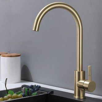 OEM Grifo De Cocina De Acero Inoxidable Con Ca&ntilde;o Met&aacute;lico De Color Dorado Intenso, Grifo De Lavabo, Grifo De Cocina Giratorio 360&deg;