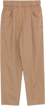 Brunello Cucinelli Elastische Broek - Dames - Broeken - Beige - L - Katoen - Broeken