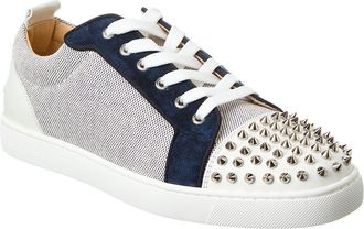 Christian Louboutin Louis Junior Spikes Orlato Canvas & Suede Sneaker