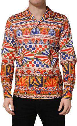 Dolce & Gabbana Multicolor Sicilian Carretto Twill Cotton Men Mens Shirt