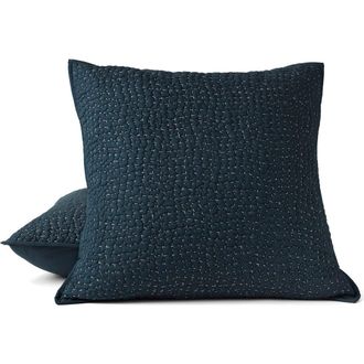 Coyuchi Pebbled Organic Cotton Pillow Sham in Midnight Indigo at Nordstrom, Size Euro