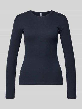 Pieces Slim Fit Langarmshirt aus Baumwoll-Mix in Marine, Gr&ouml;&szlig;e XL