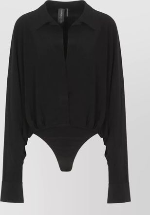 Norma Kamali long sleeve v neck bodysuit shirt